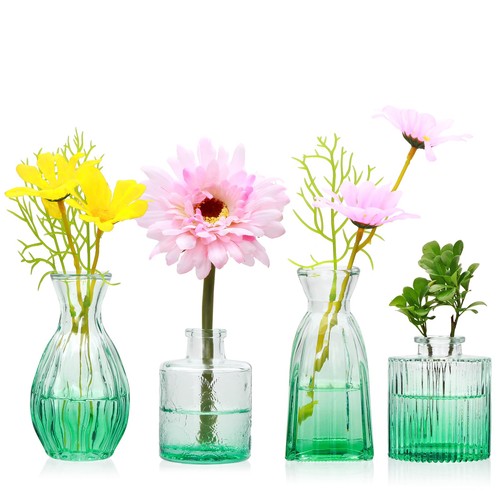 Glass bud vases set 4 - bud,